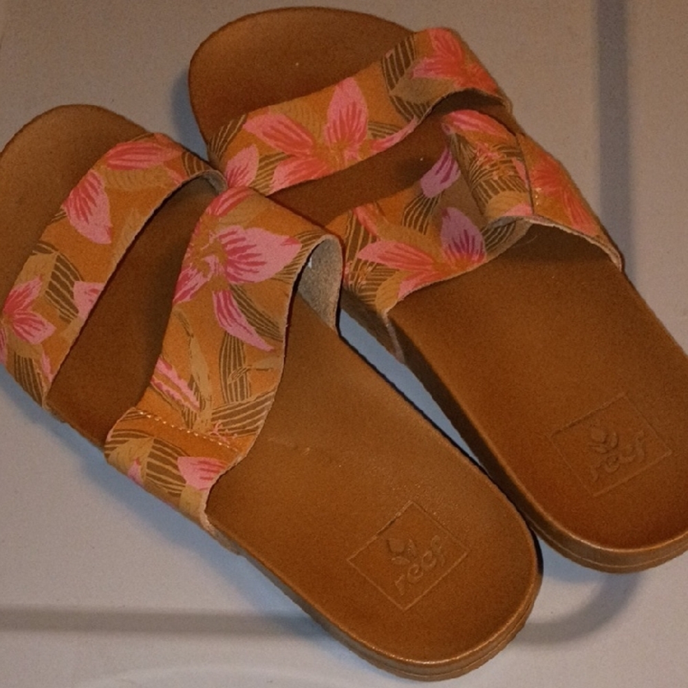 Reef Women's Tropical Pink and Tan Sandals